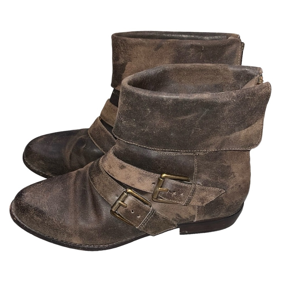 Kors Michael Kors Brown Leather Buckle Boots Booties size 9